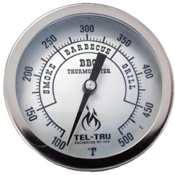 Tel-Tru BQ500 Thermometer, 5" Aluminum Dial, 4" Stem