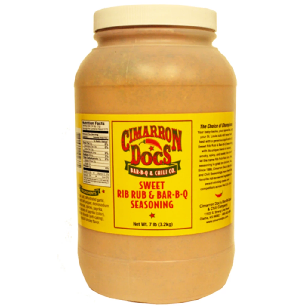 BBQ Sauces, Marinades, Condiments & Seasonings Cimarron Doc's Sweet Rib Rub & Bar-B-Q Seasoning 7 Lb. Bottles - Case Of 4