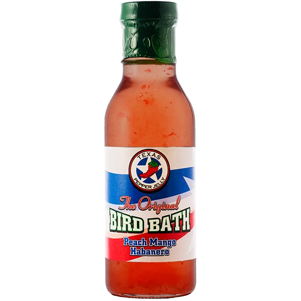 BBQ Sauces, Marinades, Condiments & Seasonings Texas Pepper Jelly Bird Bath Peach Mango Habanero 12 Oz.