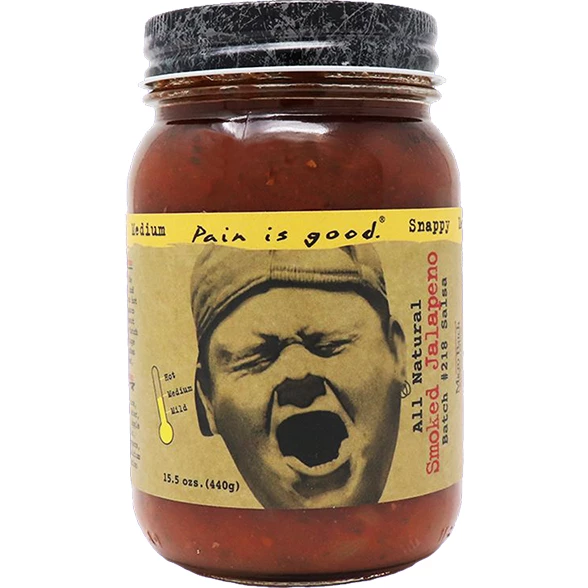 Spicin' Foods Pain Is Good Smoked Jalapeño Salsa Batch #218 15.5 Oz. Salts