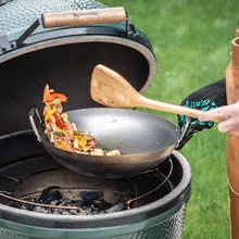 Outdoor Home Big Green Egg Carbon Steel Wok With Bamboo Wok Shovel
