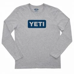 YETI Logo Badge Long Sleeve T-Shirt Grey/Navy Salts